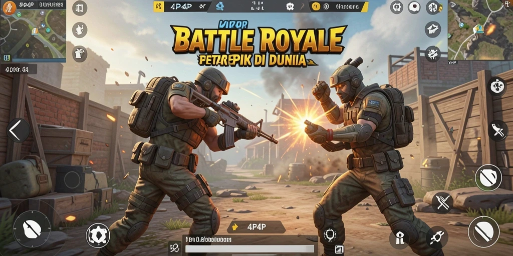 Tampilan gameplay menarik dari 4P4P dalam pertempuran Battle Royale.