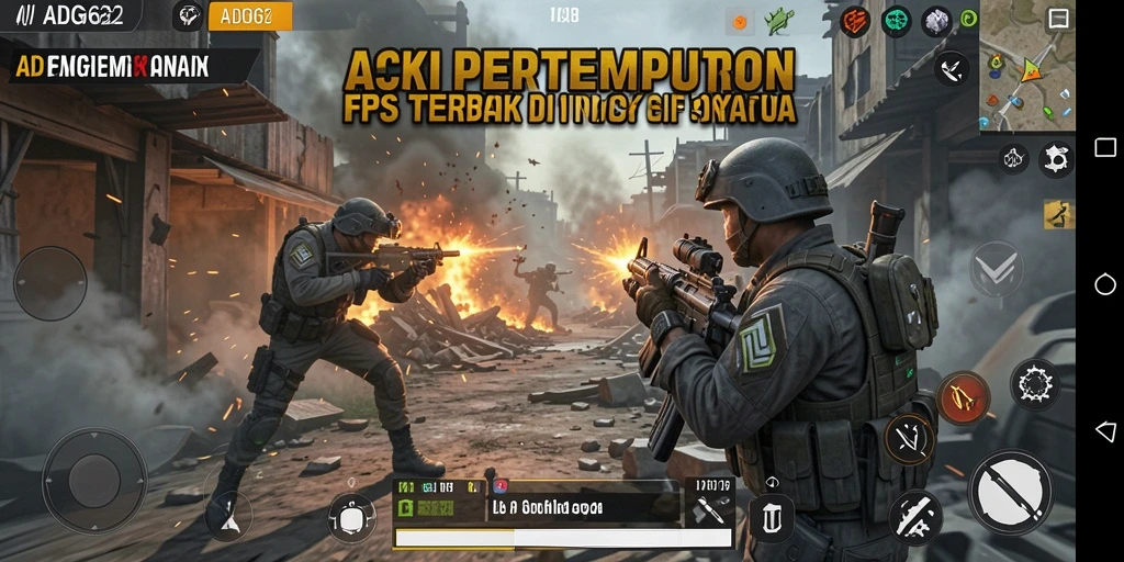 Screenshot utama ADG62 menampilkan aksi gameplay FPS yang seru.
