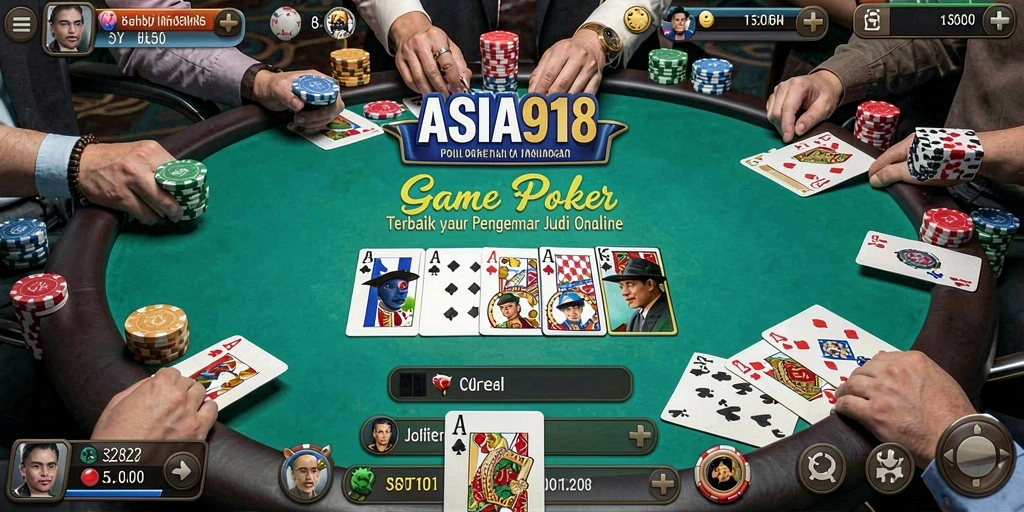Tampilan permainan poker yang menarik dengan interaksi pemain.