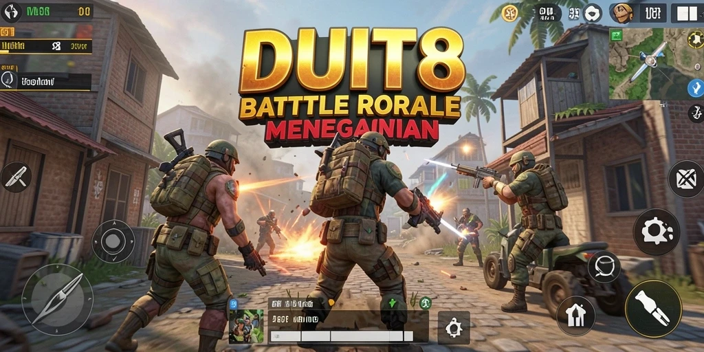 Screenshot gameplay DUIT8 menampilkan aksi seru dalam Battle Royale.