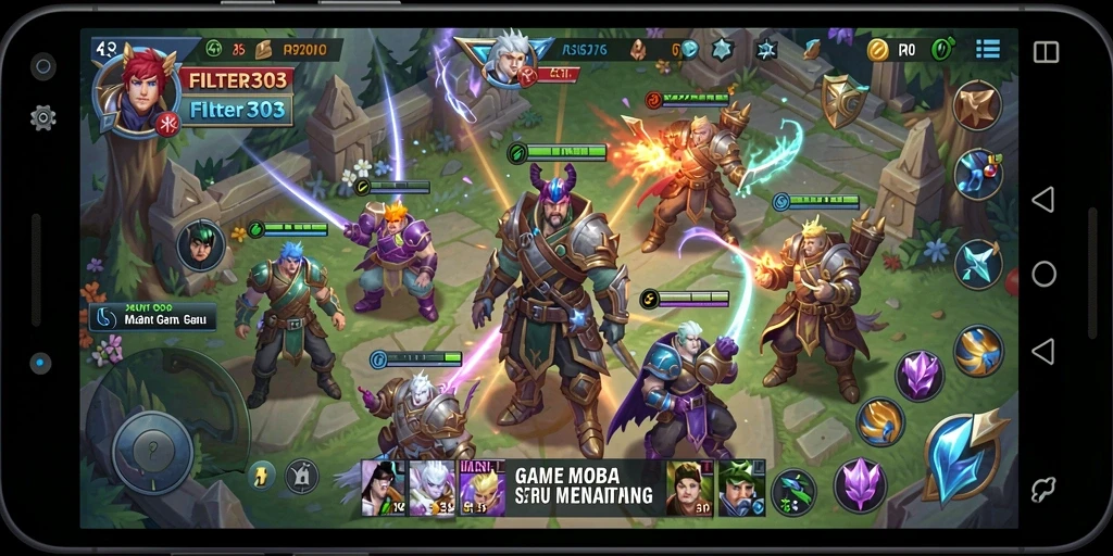 Tampilan aksi dan strategi seru dalam gameplay FILTER303.
