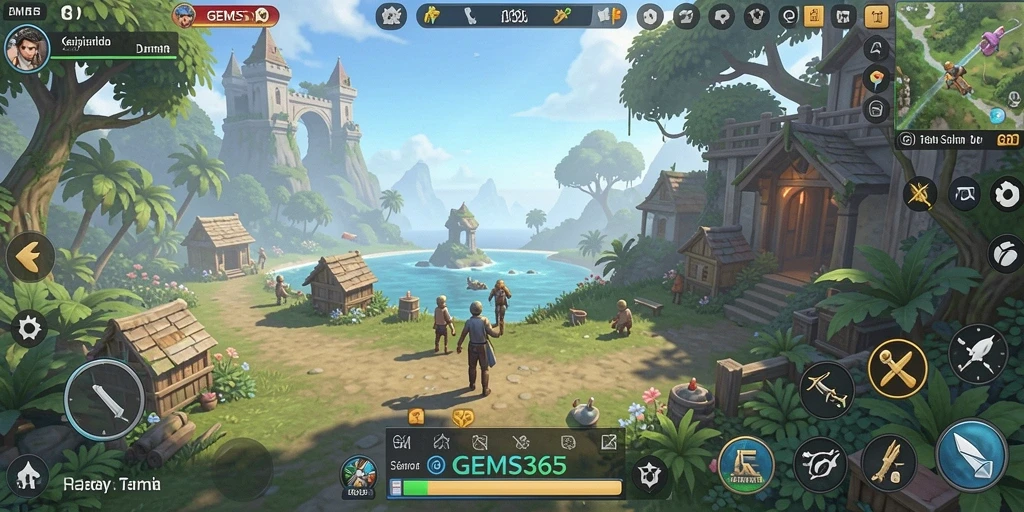Tampilan gameplay GEMS365 yang penuh warna dan dinamis.