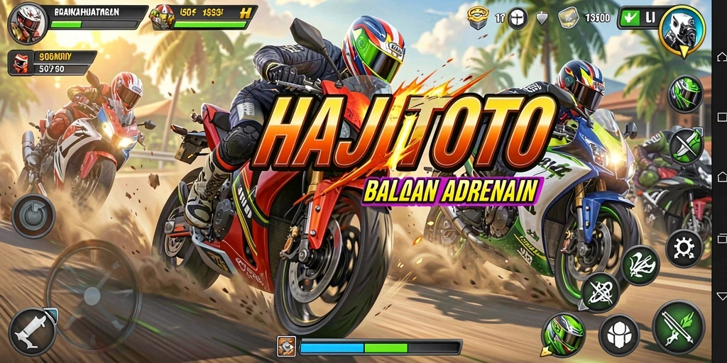 Gameplay HAJITOTO yang mendebarkan dengan motor balap.