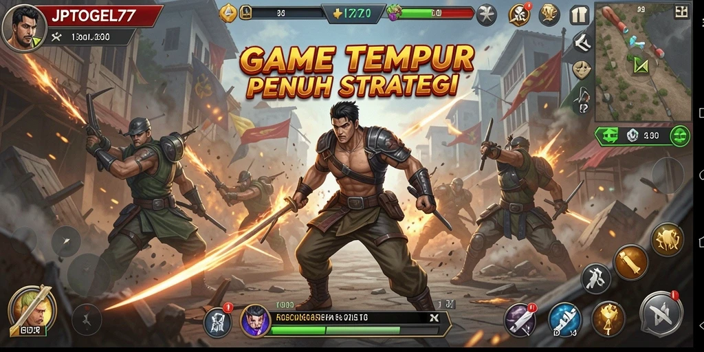 Screenshot gameplay JPTOGEL77 menampilkan aksi pertempuran yang mendebarkan.