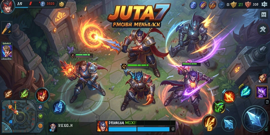 Tampilan menarik saat gameplay MOBA di JUTA7 yang penuh aksi.