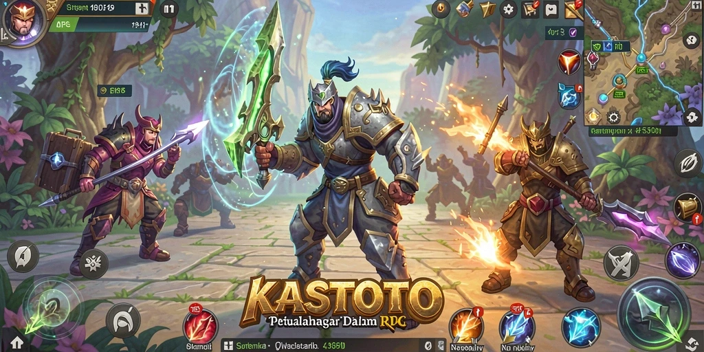 Tangkapan layar KASTOTO menampilkan aksi pertarungan epik dalam petualangan RPG.