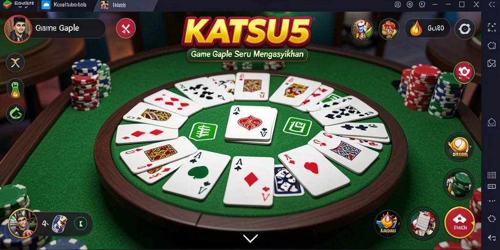 Tampilan utama KATSU5 dengan gameplay Gaple yang mendebarkan.