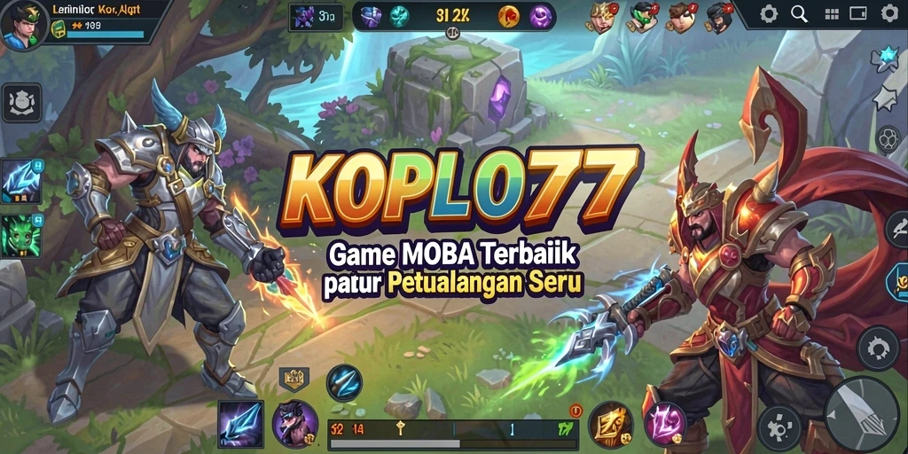 Tampilan gameplay seru KOPLO77 dalam aksi di arena MOBA.