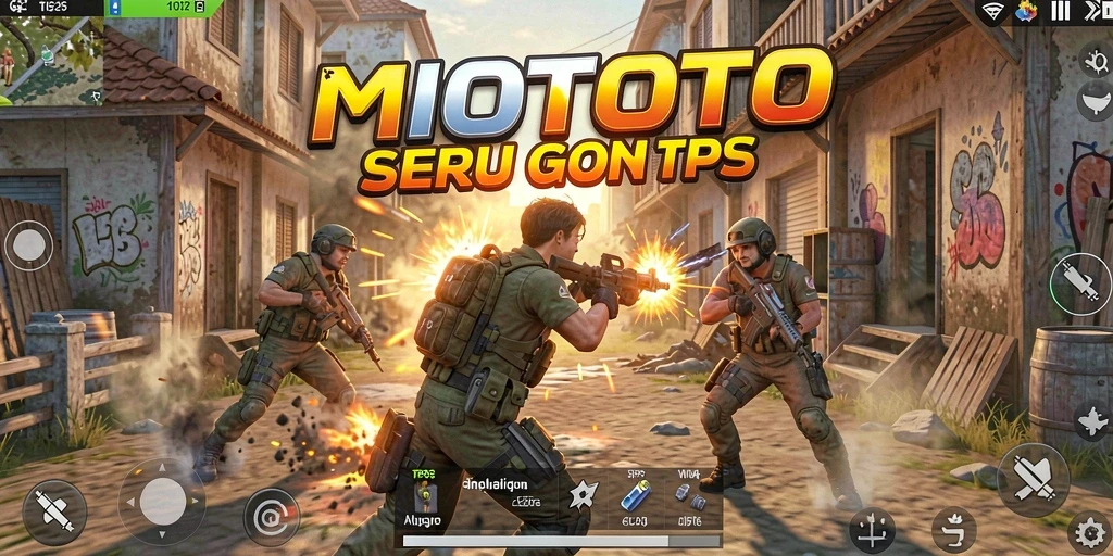 Screenshot MIOTOTO menampilkan aksi intens dalam pertarungan TPS.