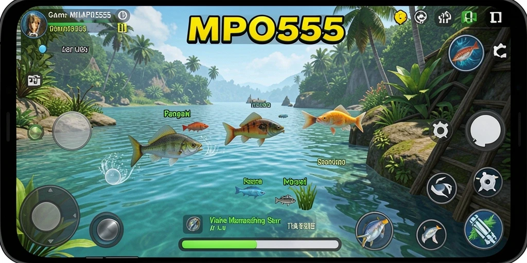 Tampilan gameplay MPO555 dengan aksi memancing yang seru.