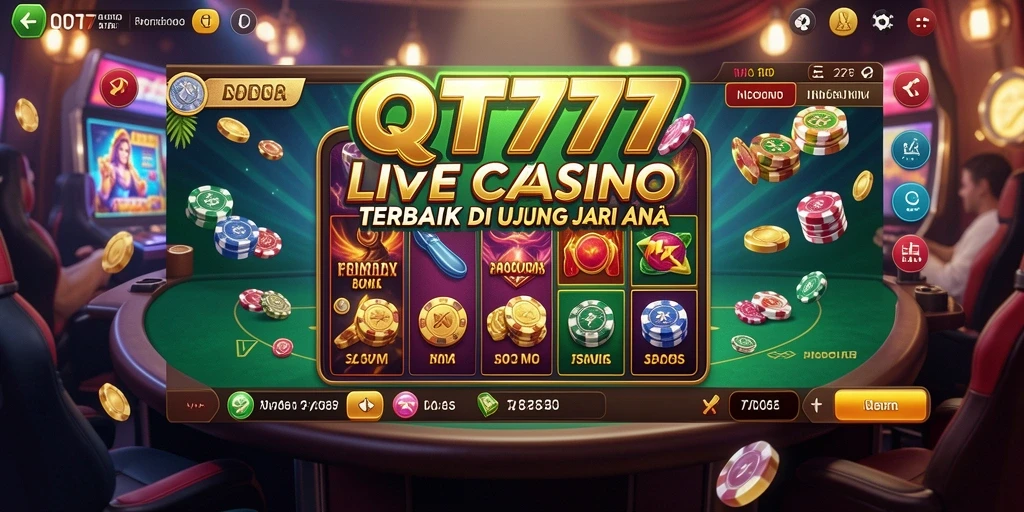 Screenshot gameplay QT777 menampilkan suasana kasino langsung yang mendebarkan.