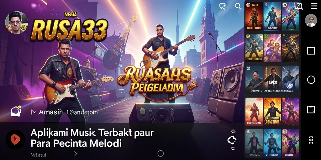 Tampilan layar utama RUSA33 dengan fitur musik interaktif.