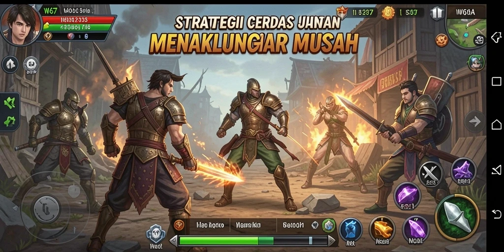 Screenshot utama W67 menampilkan aksi intens dalam gameplay Strategy.